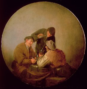 Drie Boeren Drinken en Roken in een Interieur door Adriaen Jansz. van Ostade